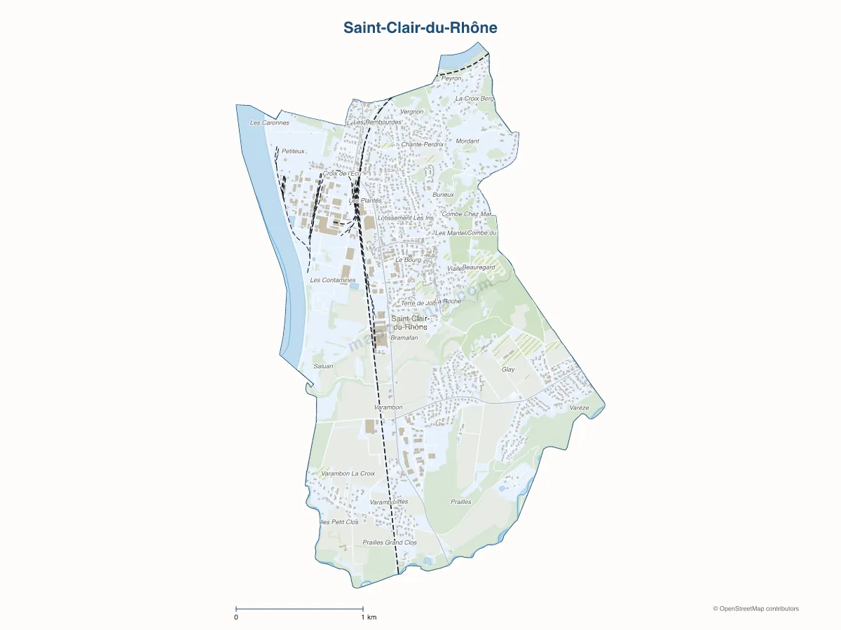 Carte de Saint-Clair-du-Rhône à personnaliser