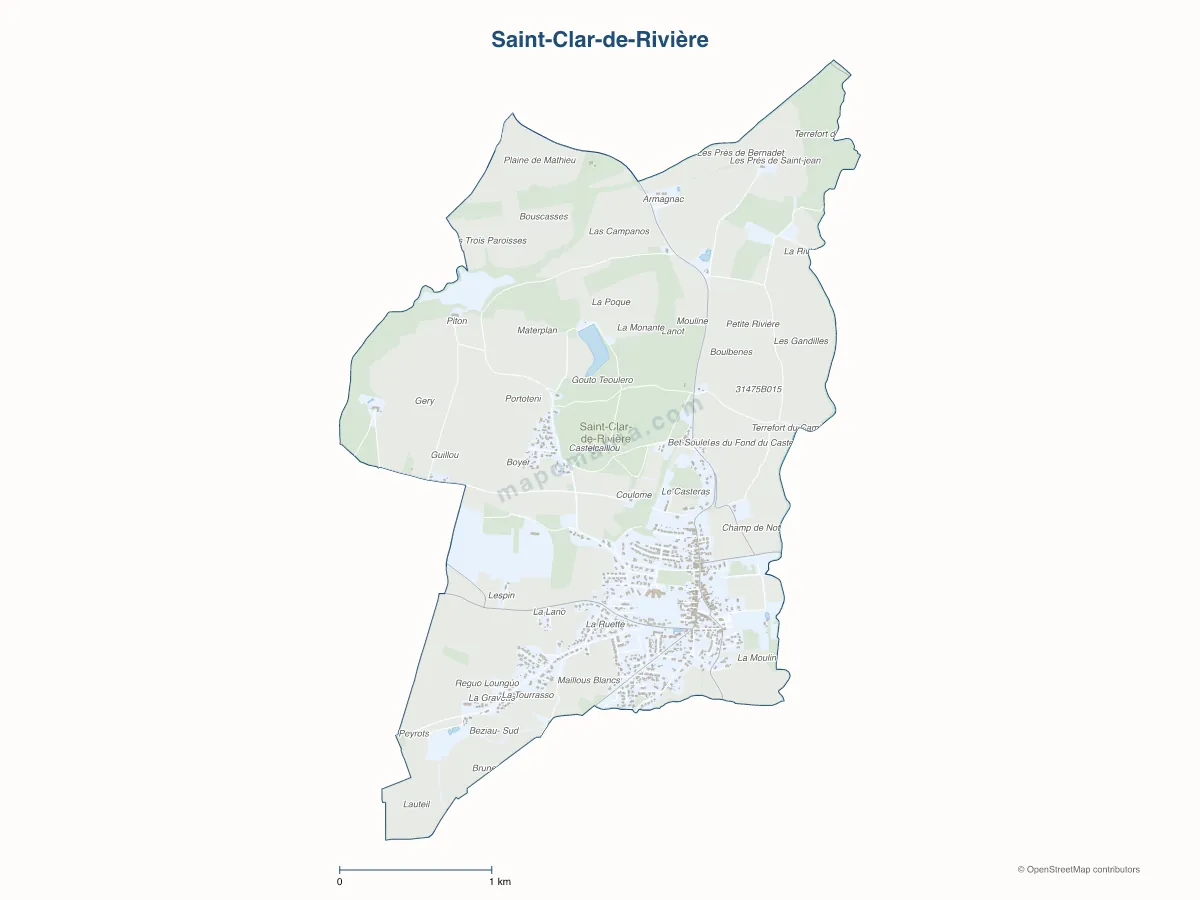 Carte de Saint-Clar-de-Rivière à personnaliser