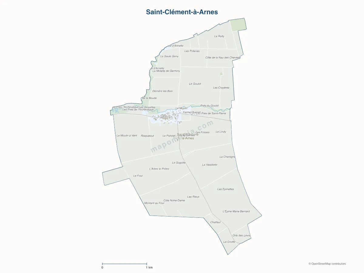 Carte de Saint-Clément-à-Arnes à personnaliser