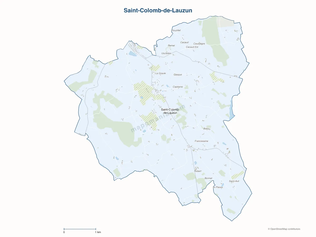 Carte de Saint-Colomb-de-Lauzun à personnaliser