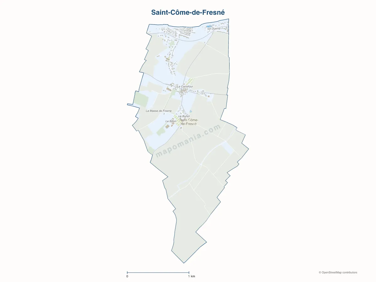 Carte de Saint-Côme-de-Fresné à personnaliser