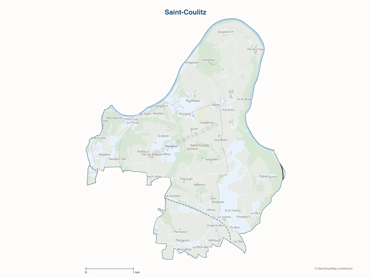 Carte de Saint-Coulitz à personnaliser