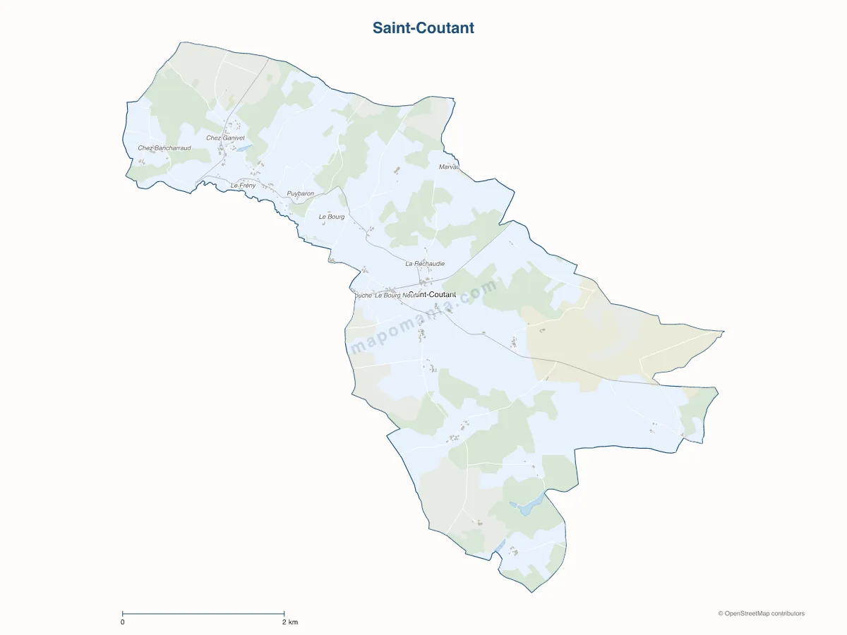 Carte de Saint-Coutant à personnaliser