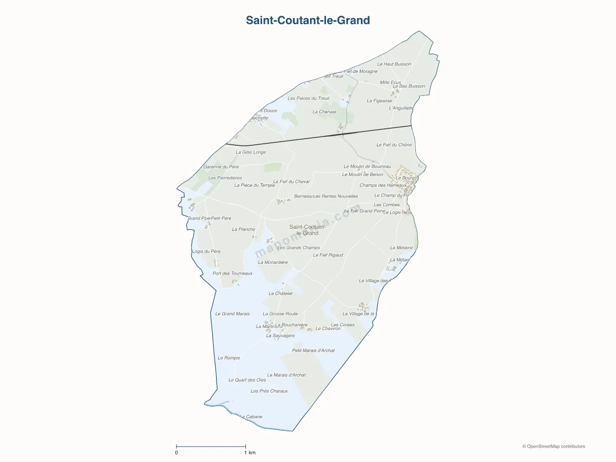 Carte de Saint-Coutant-le-Grand à personnaliser