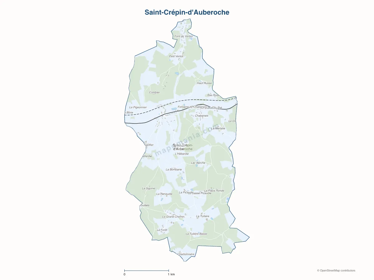 Carte de Saint-Crépin-d'Auberoche à personnaliser