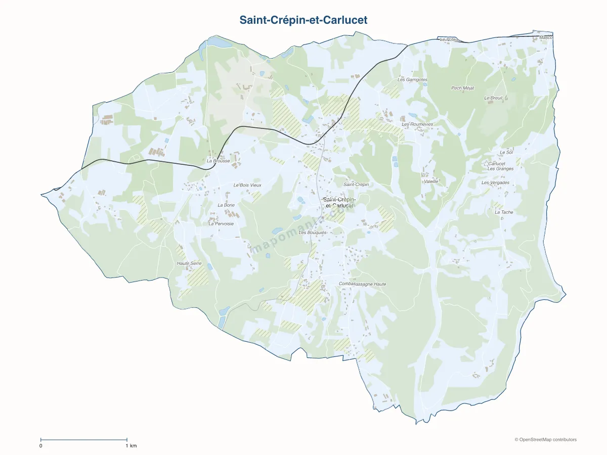 Carte de Saint-Crépin-et-Carlucet à personnaliser