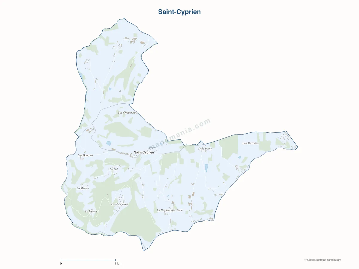 Carte de Saint-Cyprien à personnaliser