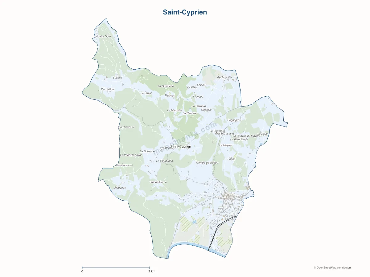 Carte de Saint-Cyprien à personnaliser