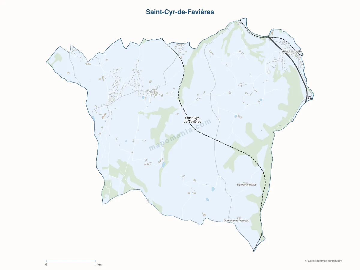 Carte de Saint-Cyr-de-Favières à personnaliser