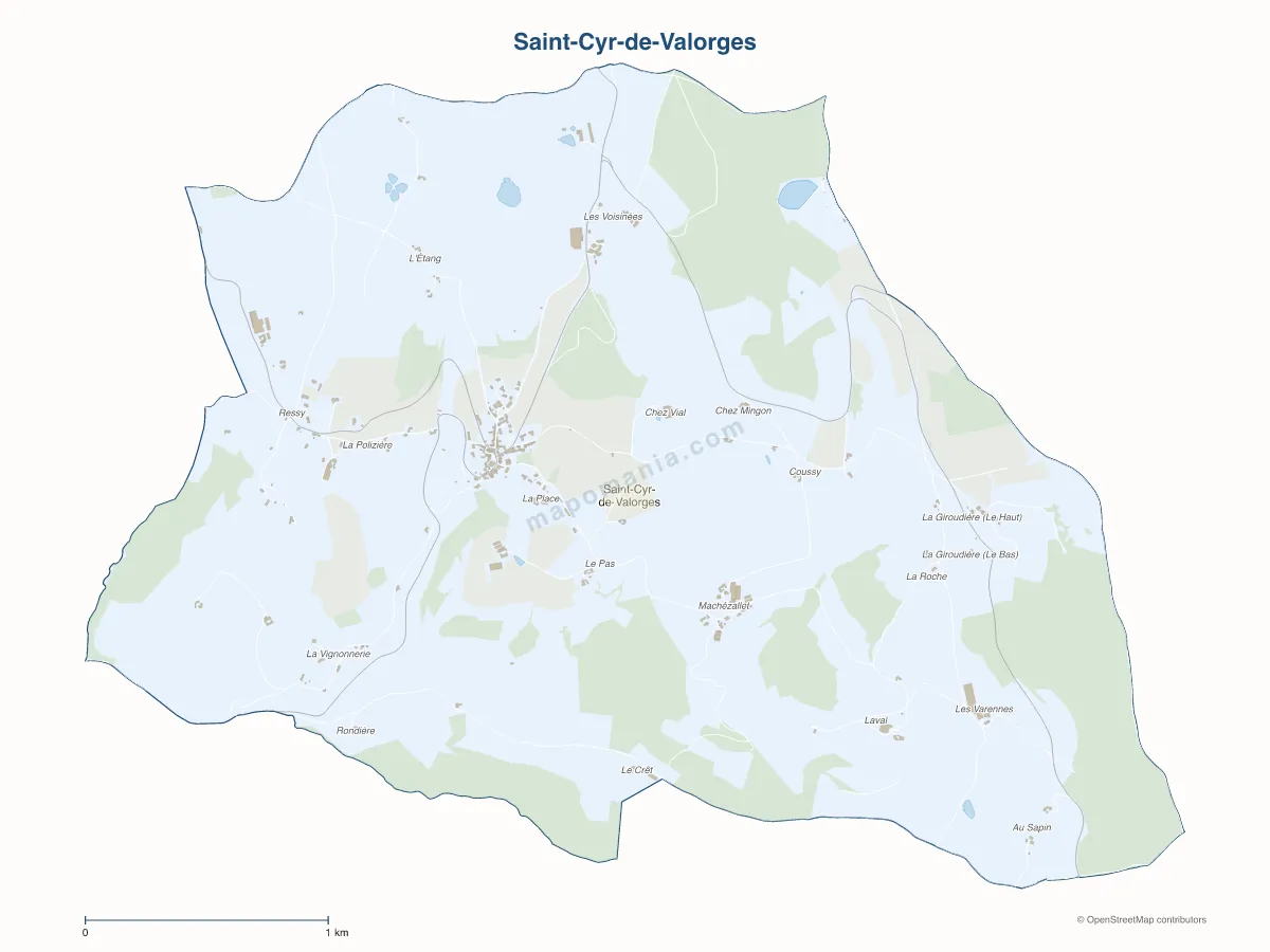 Carte de Saint-Cyr-de-Valorges à personnaliser