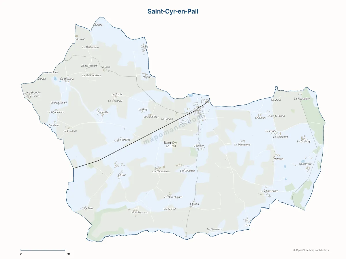 Carte de Saint-Cyr-en-Pail à personnaliser