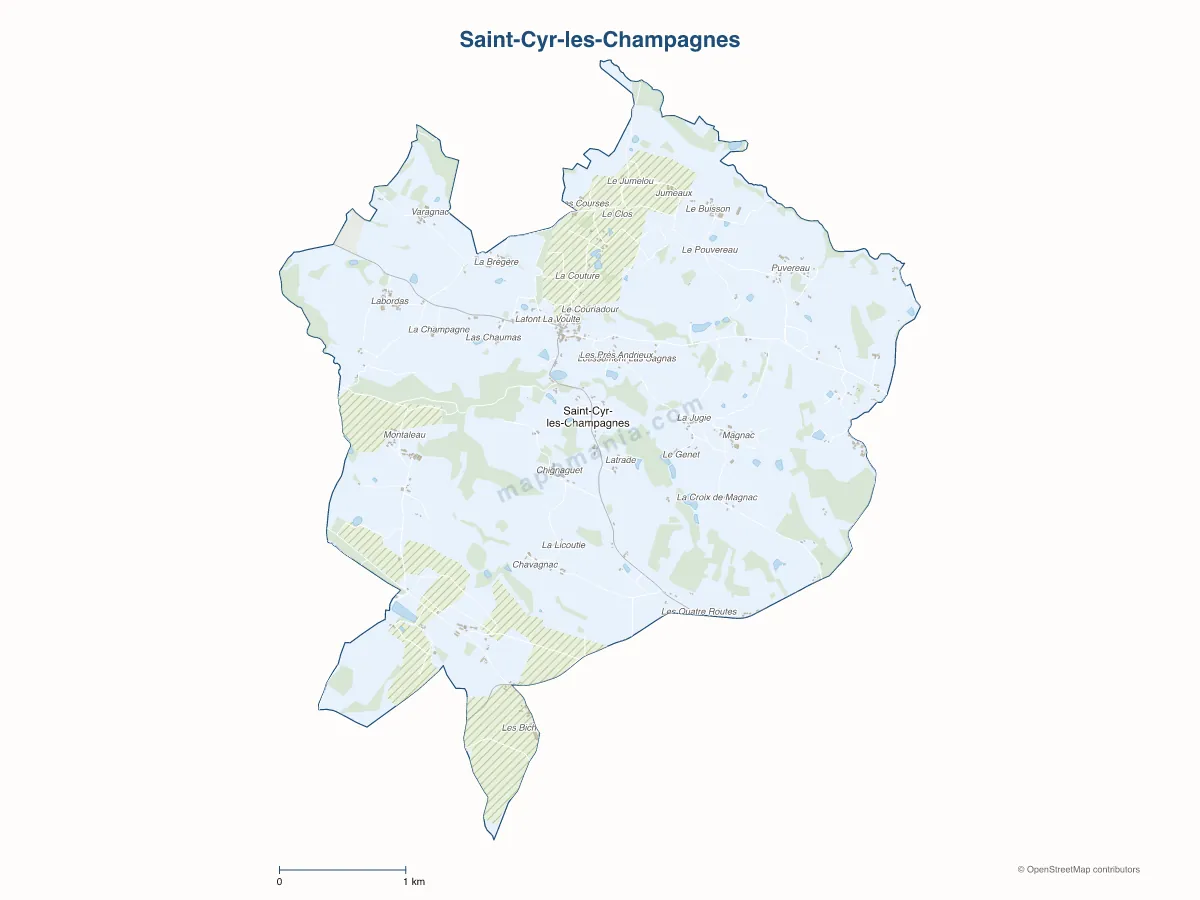 Carte de Saint-Cyr-les-Champagnes à personnaliser