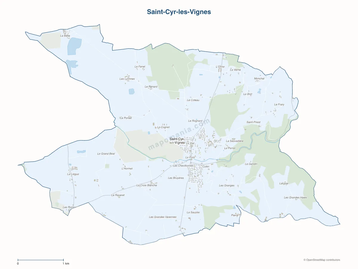 Carte de Saint-Cyr-les-Vignes à personnaliser