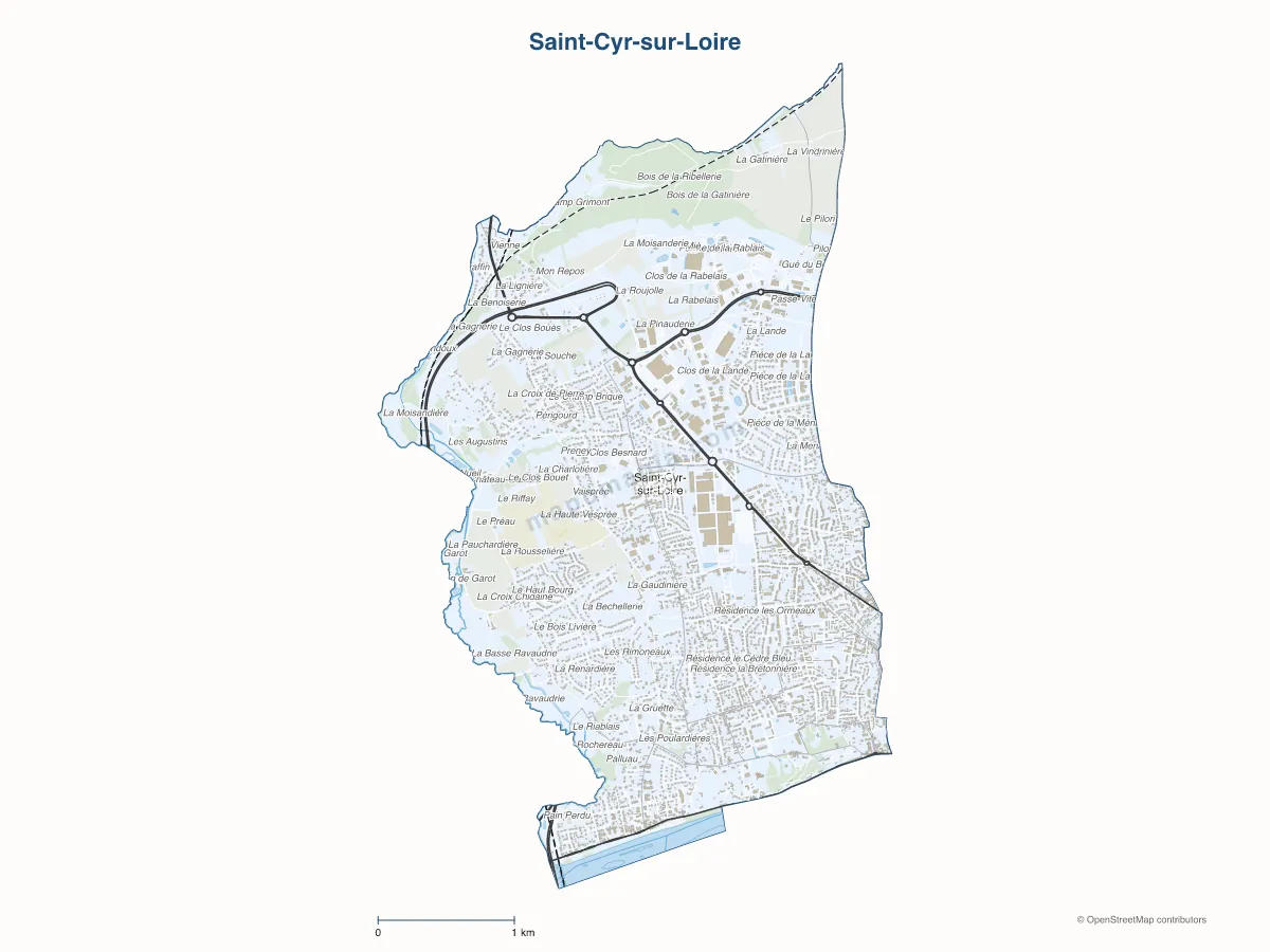 Carte de Saint-Cyr-sur-Loire à personnaliser