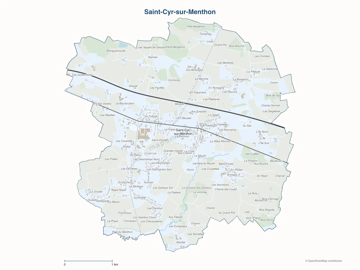 Carte de Saint-Cyr-sur-Menthon à personnaliser