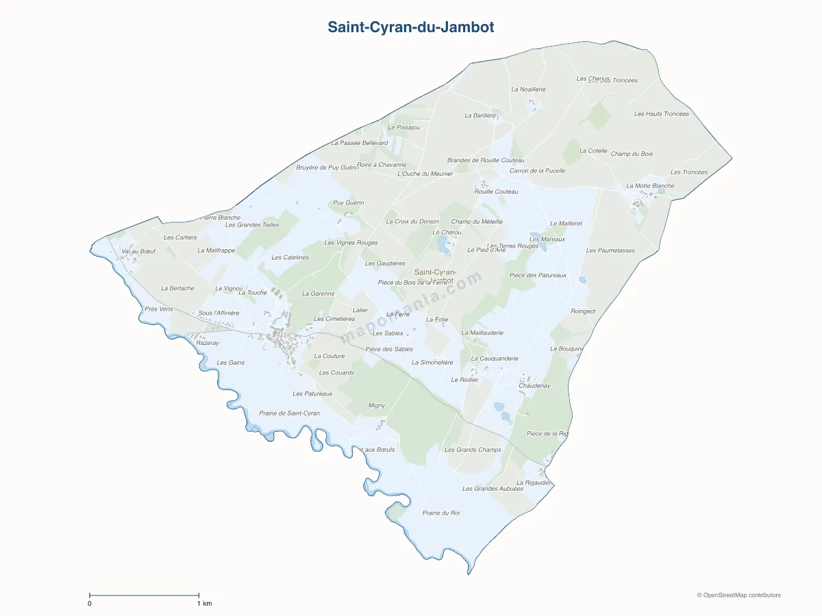 Carte de Saint-Cyran-du-Jambot à personnaliser
