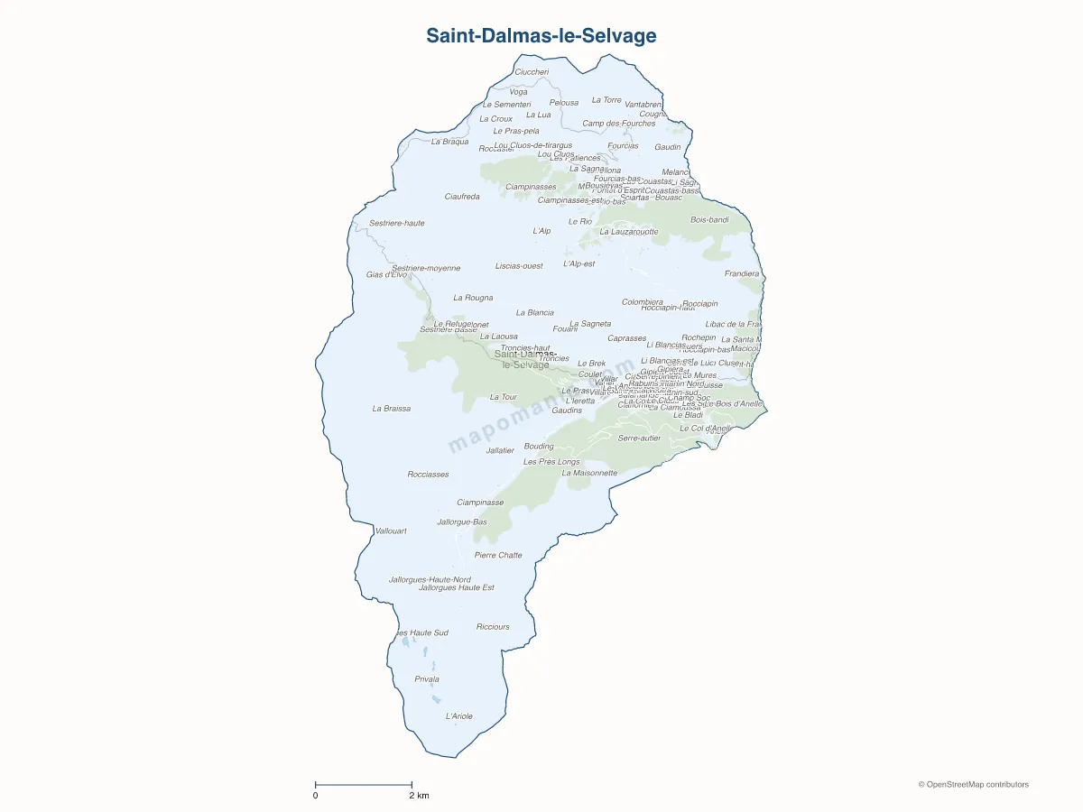 Carte de Saint-Dalmas-le-Selvage à personnaliser