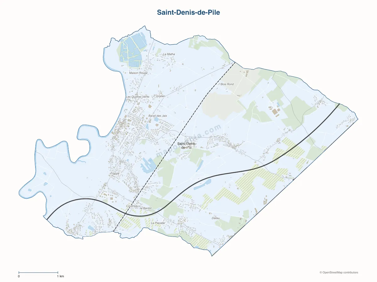 Carte de Saint-Denis-de-Pile à personnaliser