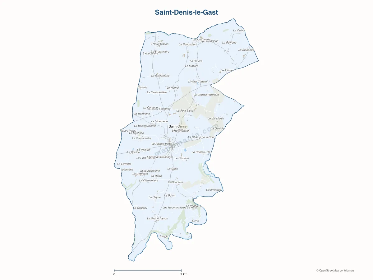 Carte de Saint-Denis-le-Gast à personnaliser