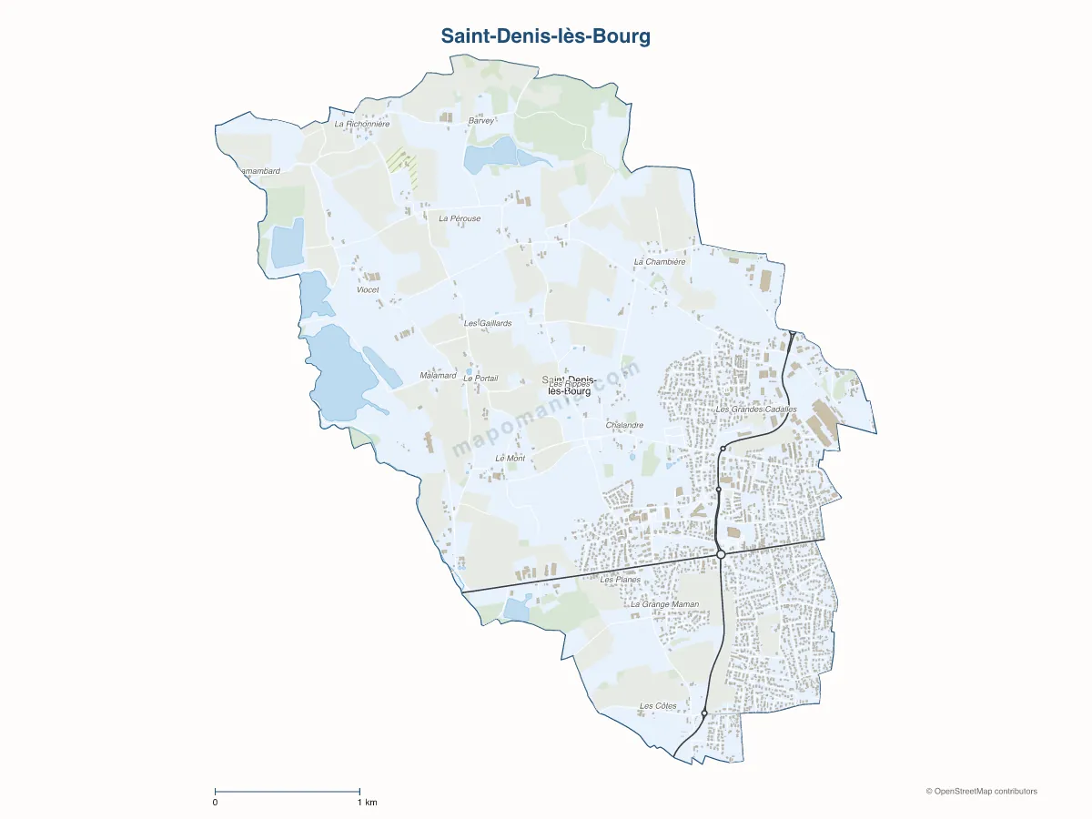 Carte de Saint-Denis-lès-Bourg à personnaliser