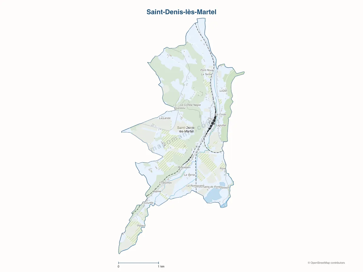 Carte de Saint-Denis-lès-Martel à personnaliser