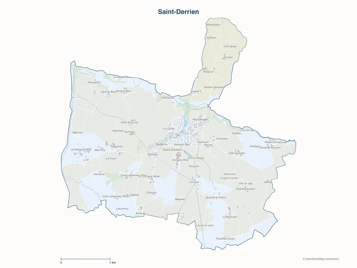 Carte de Saint-Derrien à personnaliser