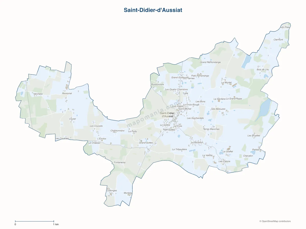 Carte de Saint-Didier-d'Aussiat à personnaliser