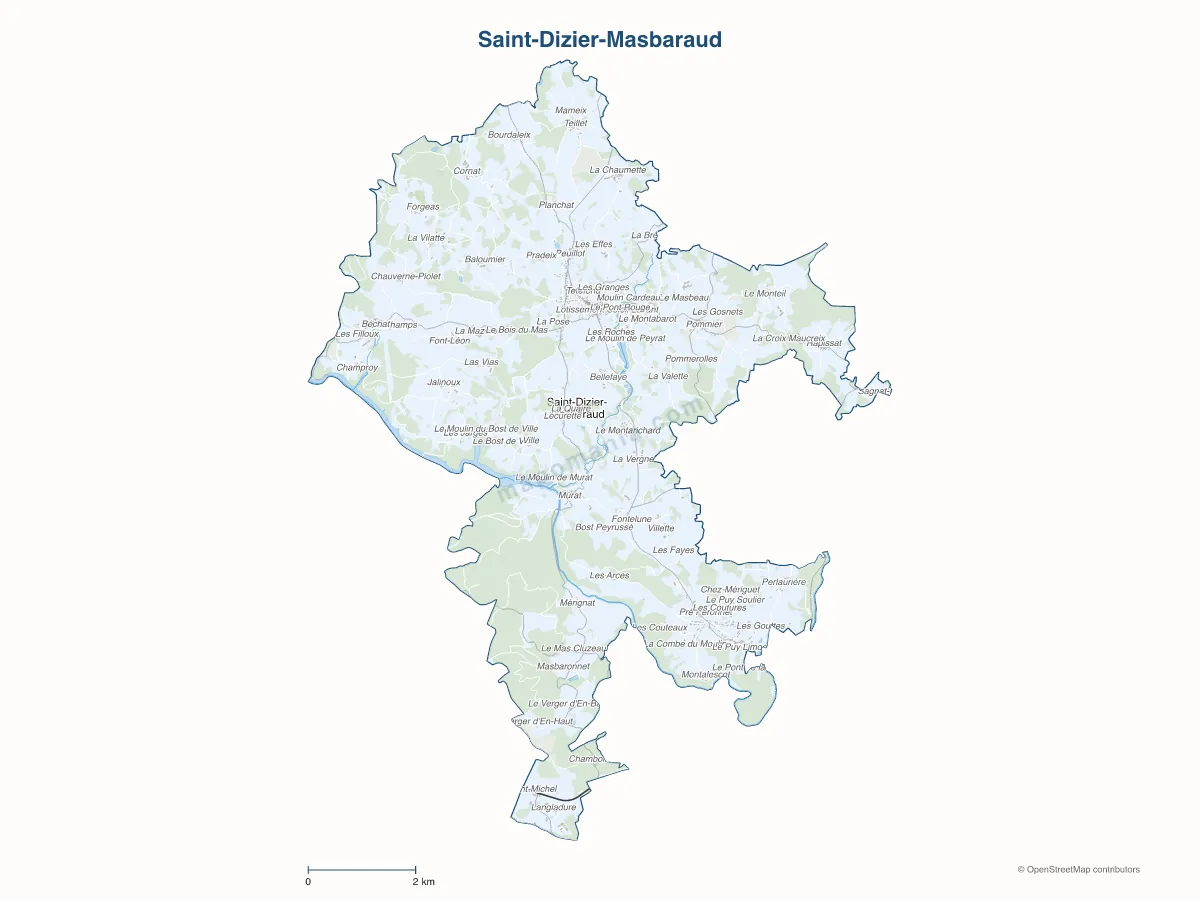 Carte de Saint-Dizier-Masbaraud à personnaliser