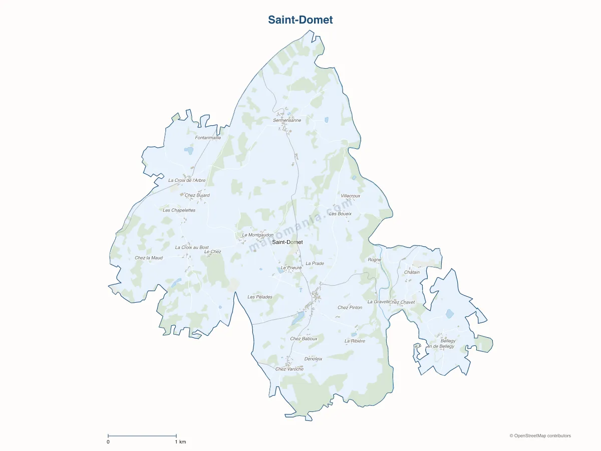 Carte de Saint-Domet à personnaliser