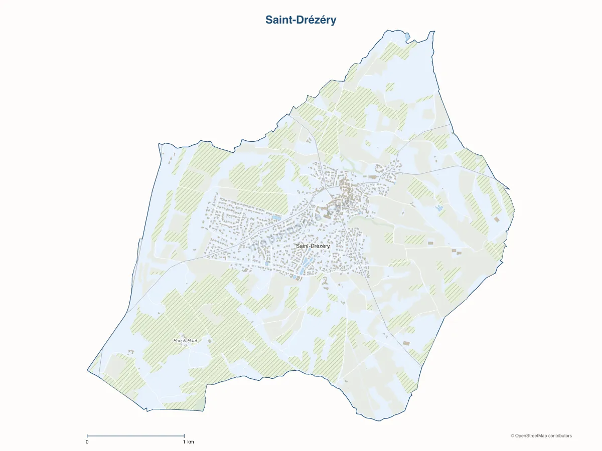 Carte de Saint-Drézéry à personnaliser