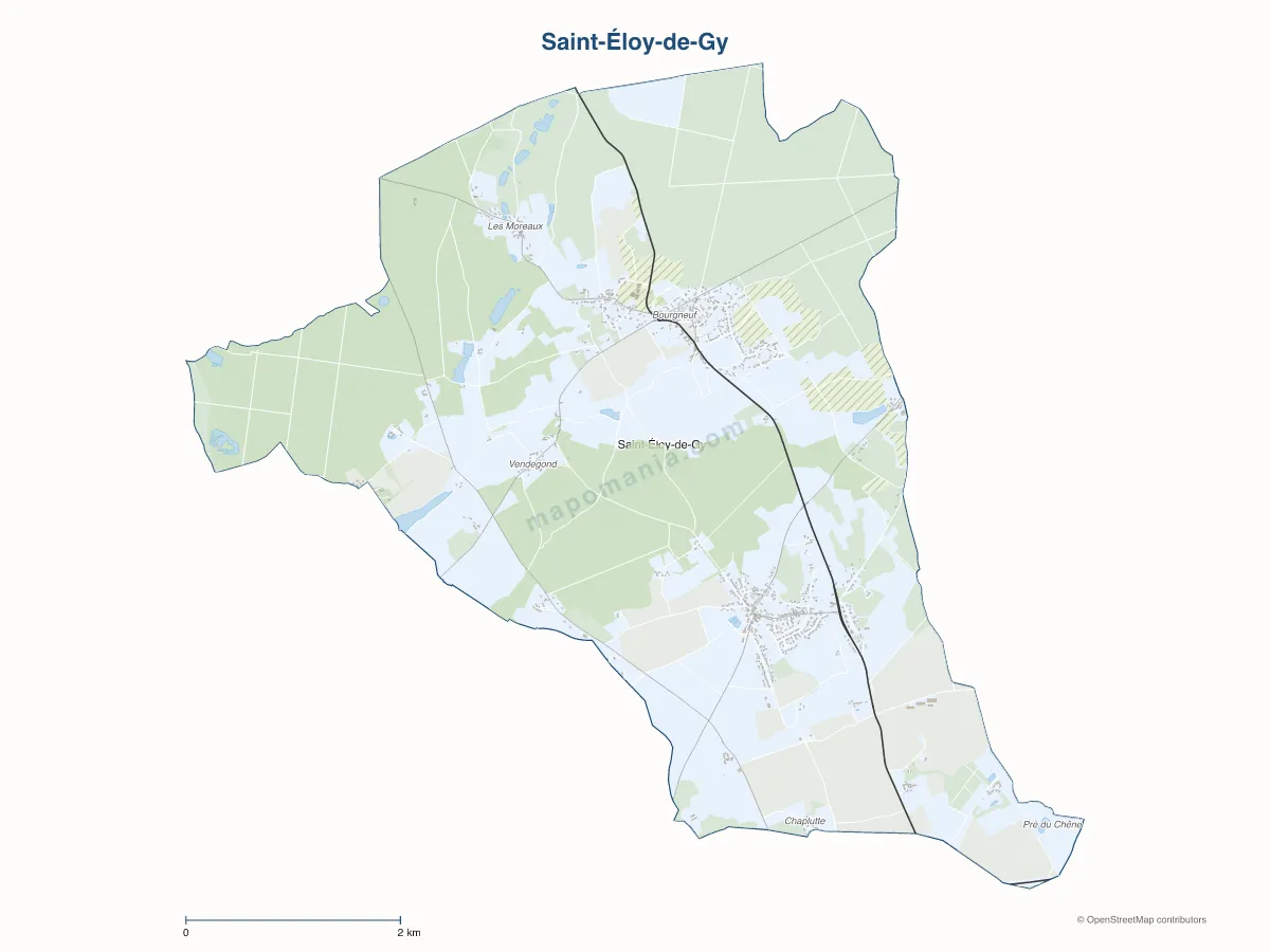 Carte de Saint-Éloy-de-Gy à personnaliser