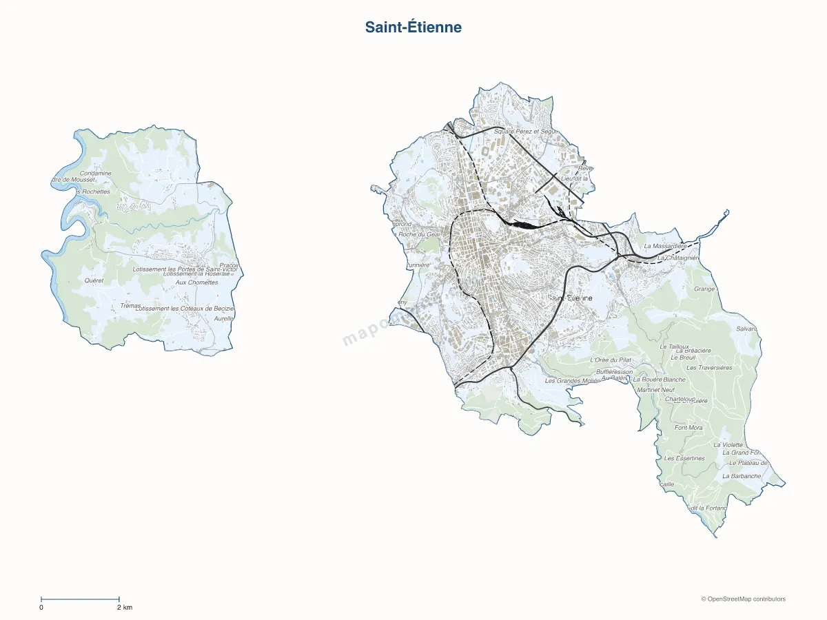 Carte de Saint-Étienne à personnaliser