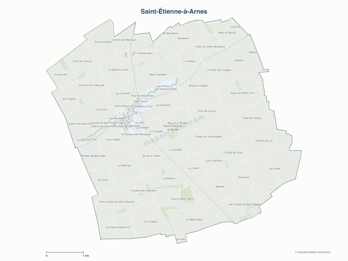 Carte de Saint-Étienne-à-Arnes à personnaliser