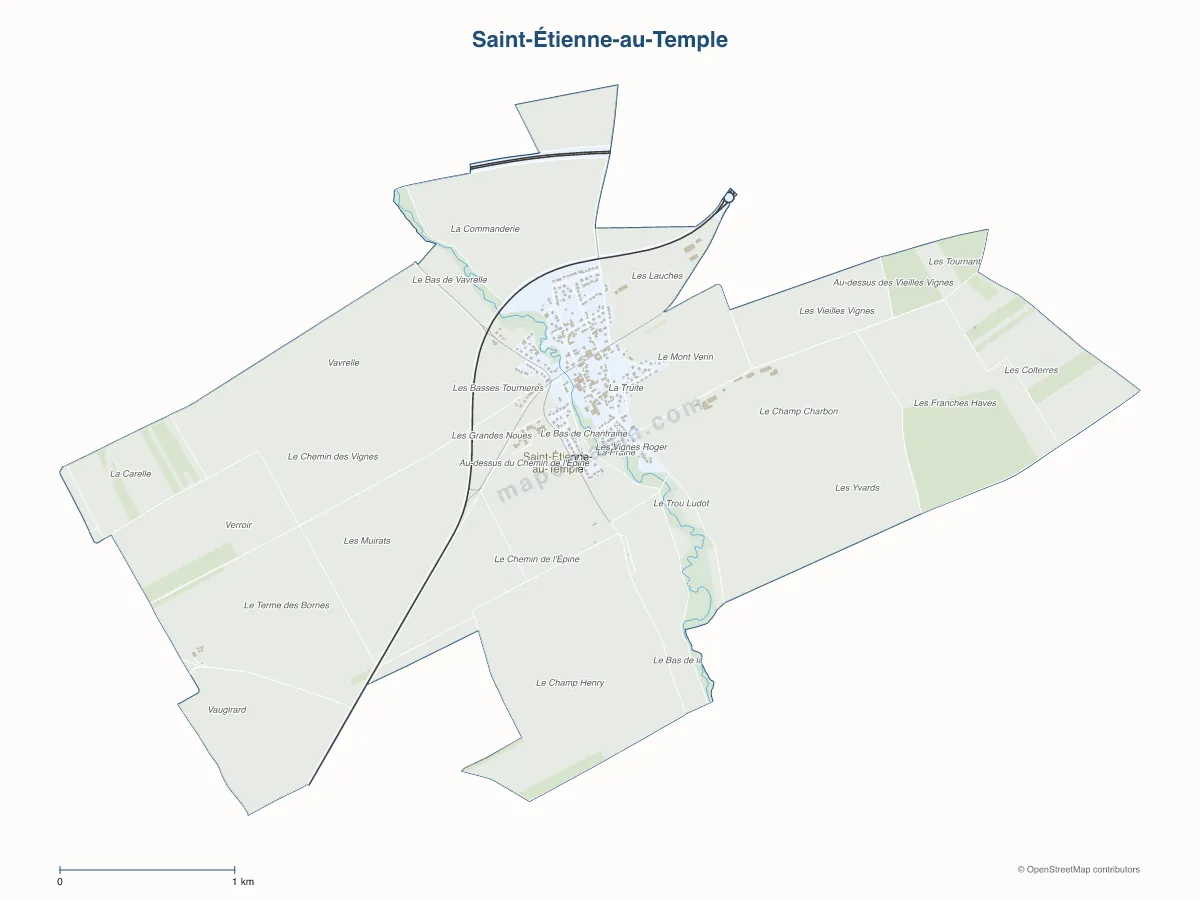 Carte de Saint-Étienne-au-Temple à personnaliser