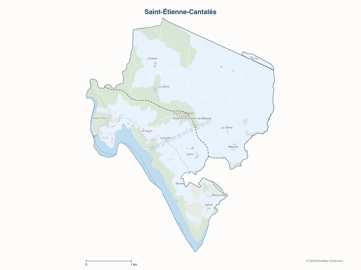 Carte de Saint-Étienne-Cantalès à personnaliser