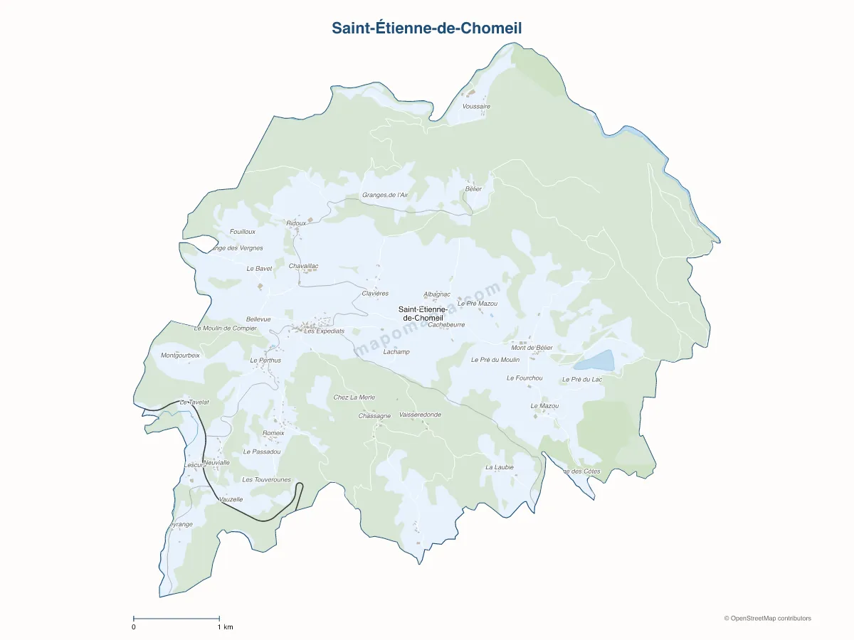 Carte de Saint-Étienne-de-Chomeil à personnaliser