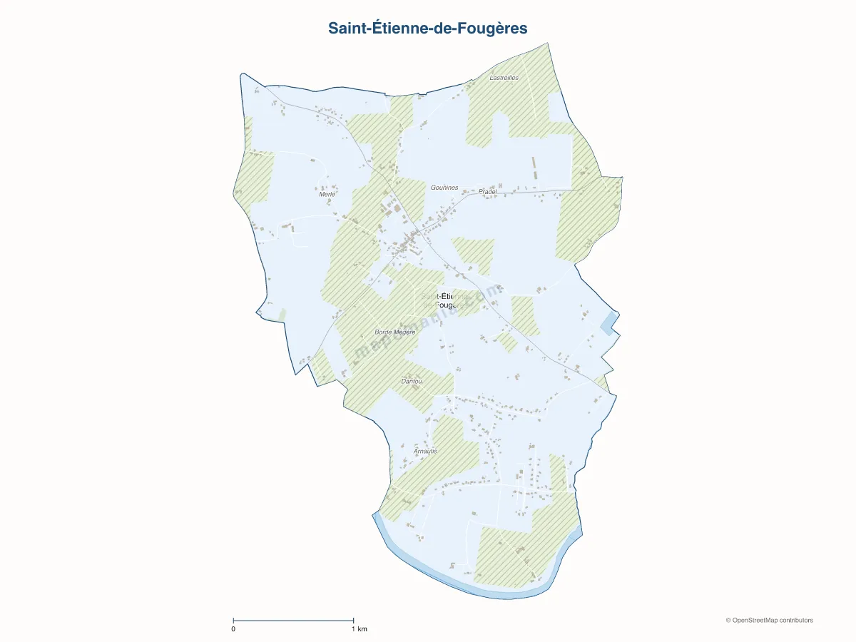 Carte de Saint-Étienne-de-Fougères à personnaliser