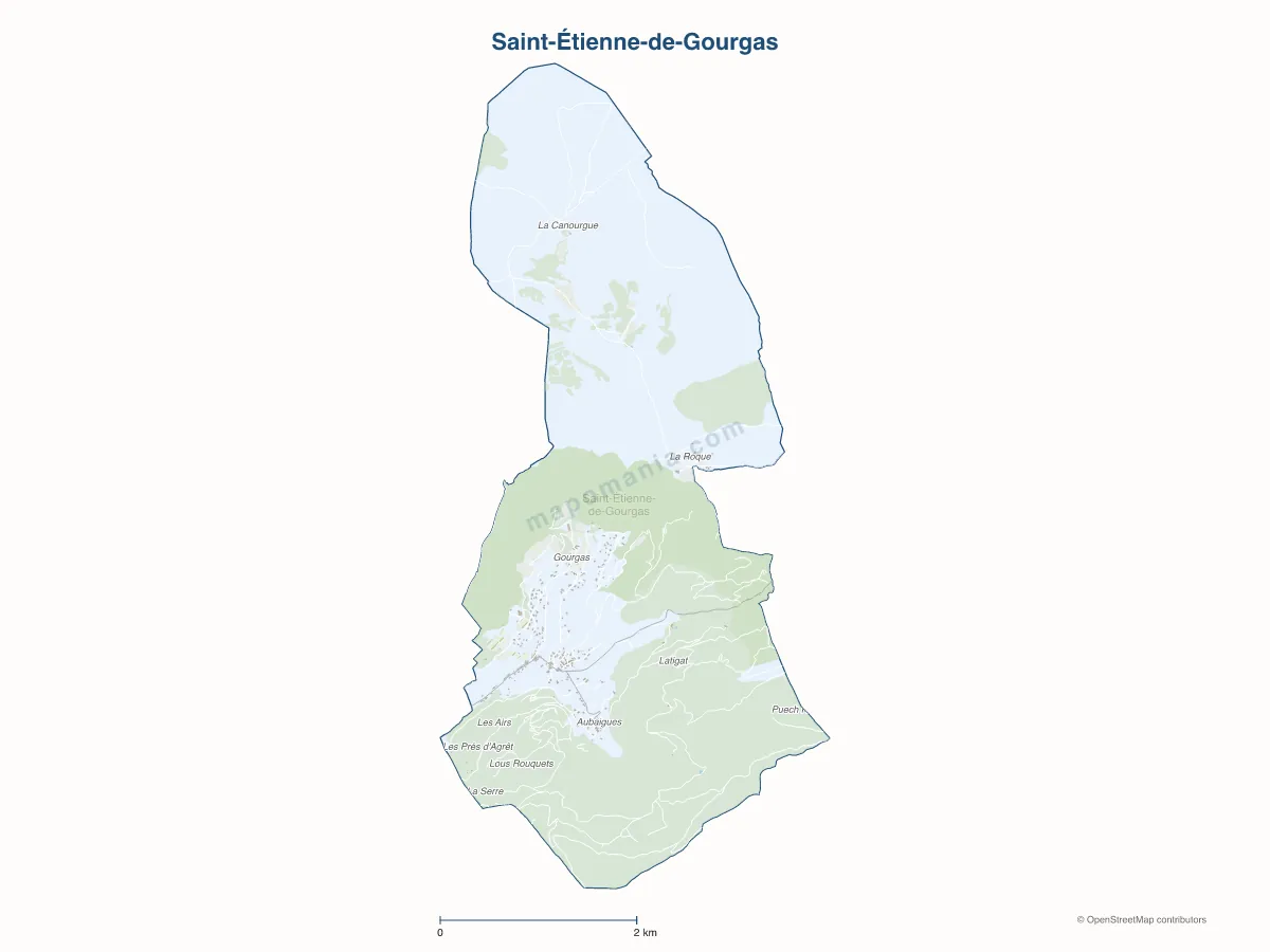 Carte de Saint-Étienne-de-Gourgas à personnaliser