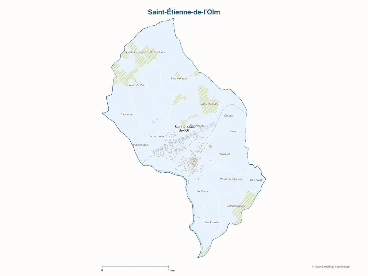 Carte de Saint-Étienne-de-l'Olm à personnaliser