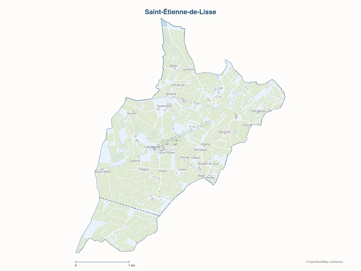 Carte de Saint-Étienne-de-Lisse à personnaliser
