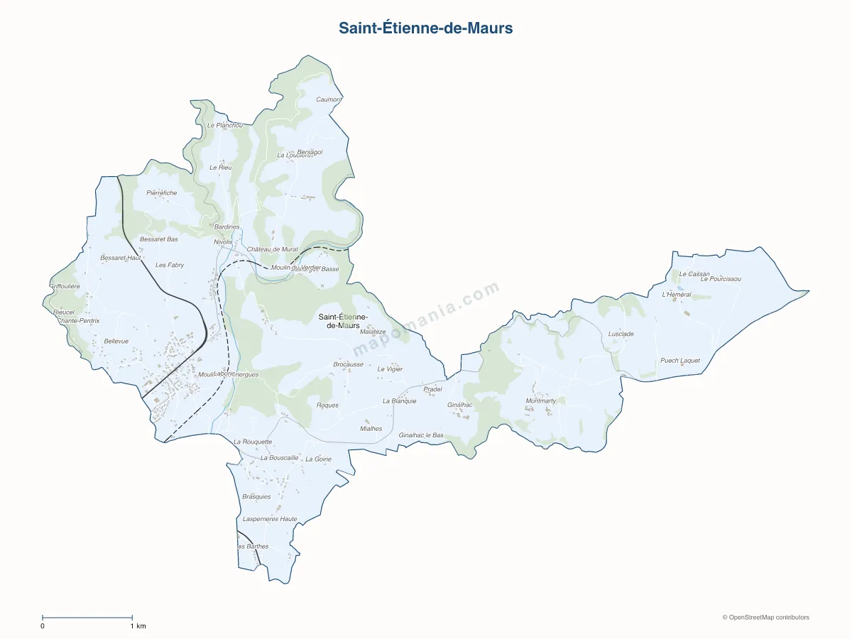 Carte de Saint-Étienne-de-Maurs à personnaliser