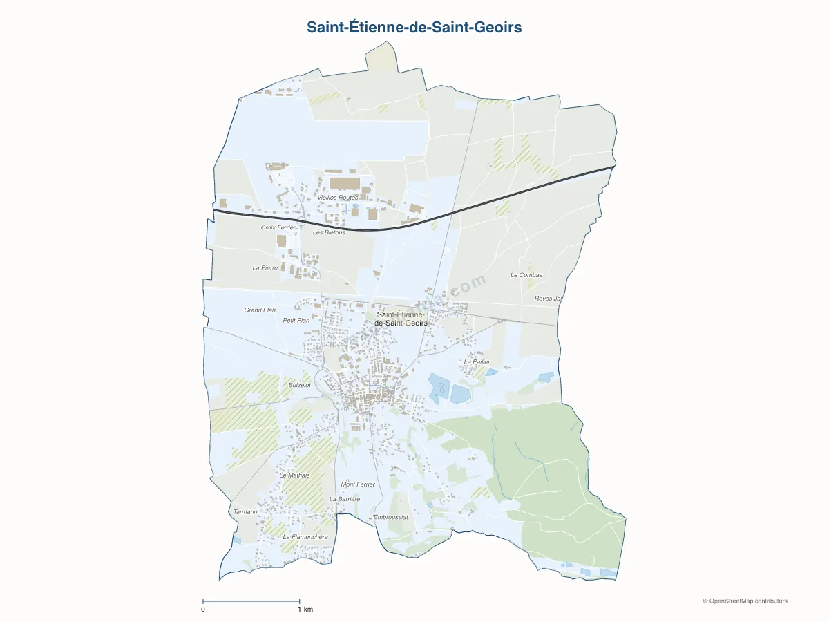 Carte de Saint-Étienne-de-Saint-Geoirs à personnaliser