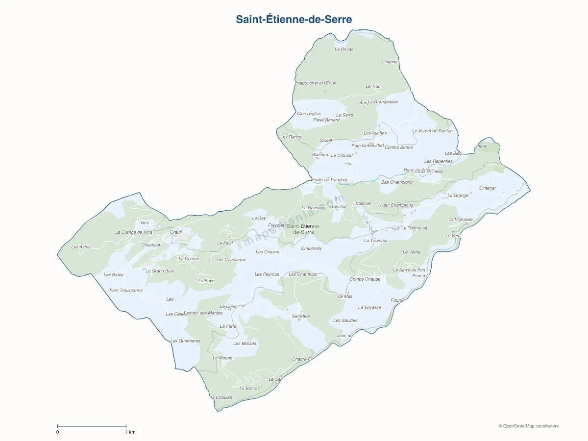 Carte de Saint-Étienne-de-Serre à personnaliser