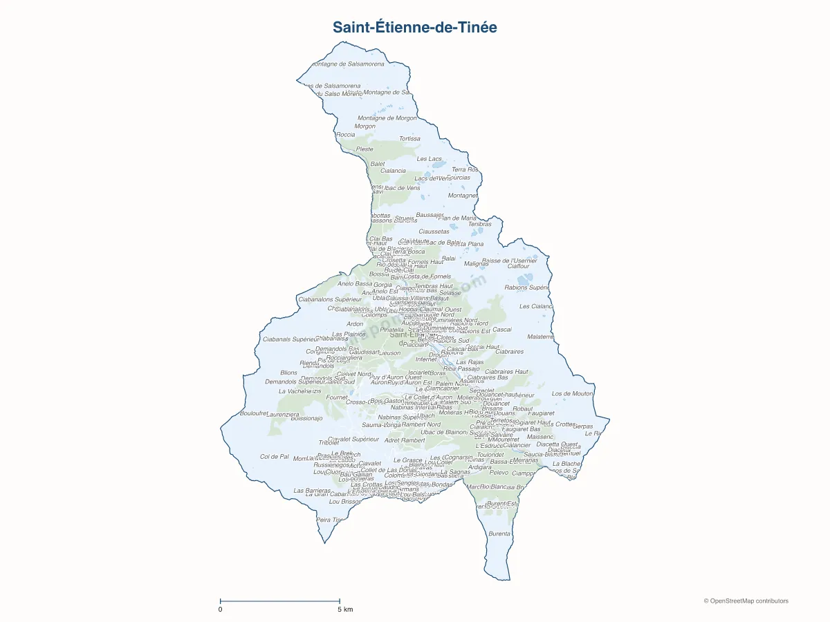 Carte de Saint-Étienne-de-Tinée à personnaliser