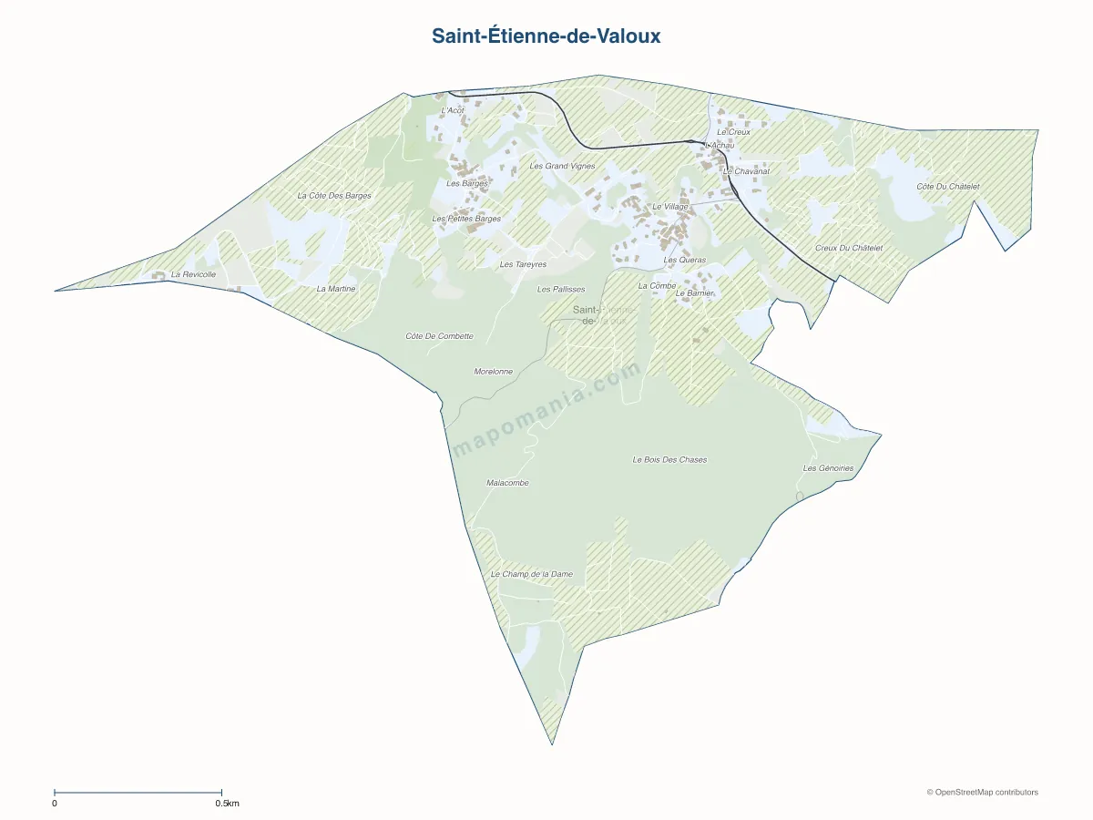 Carte de Saint-Étienne-de-Valoux à personnaliser