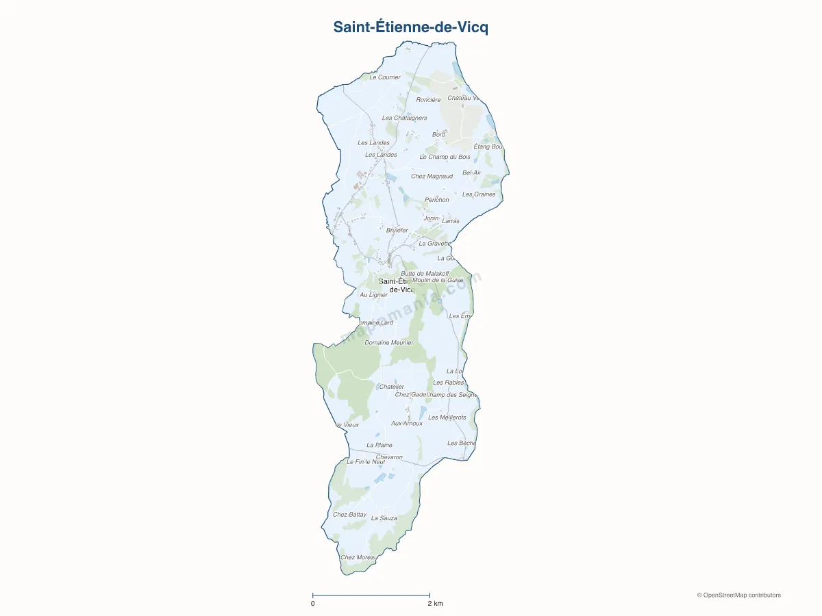 Carte de Saint-Étienne-de-Vicq à personnaliser