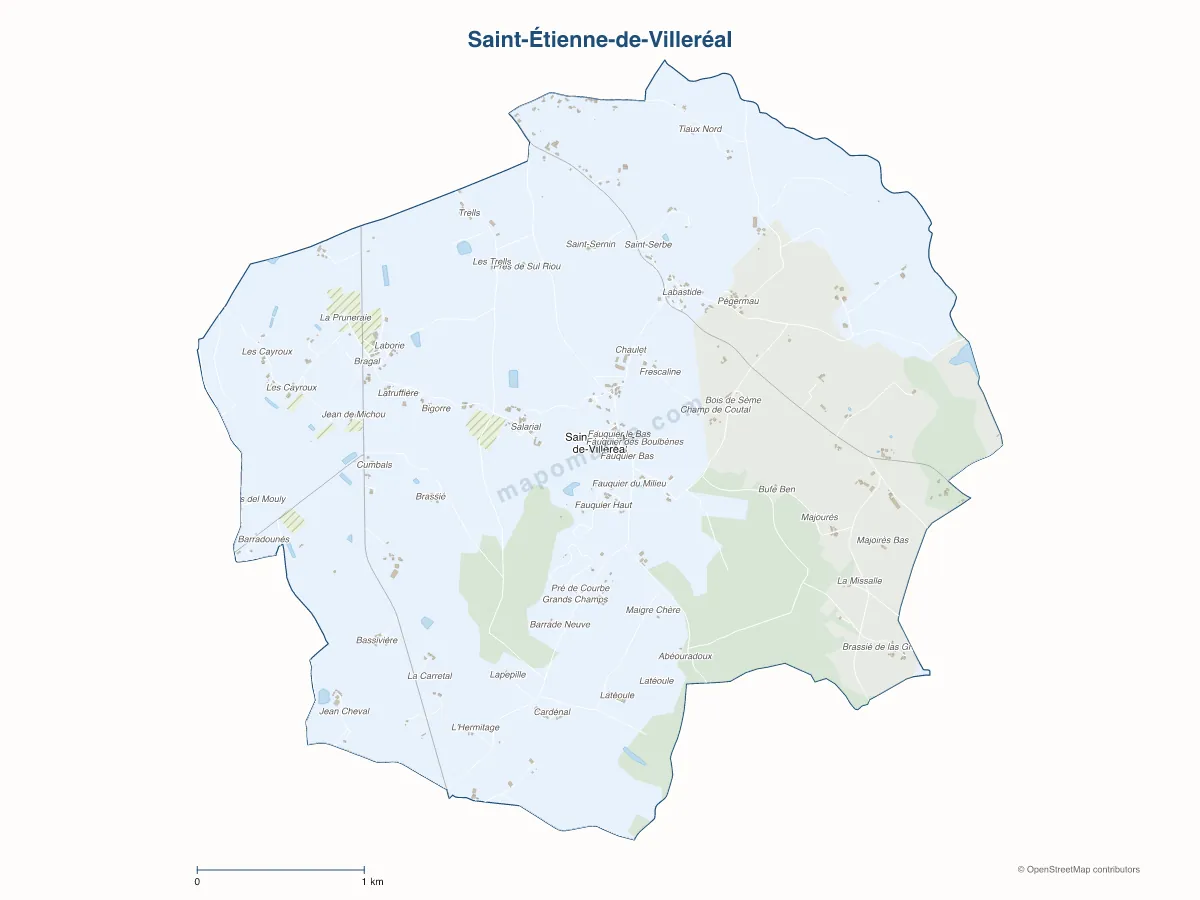Carte de Saint-Étienne-de-Villeréal à personnaliser