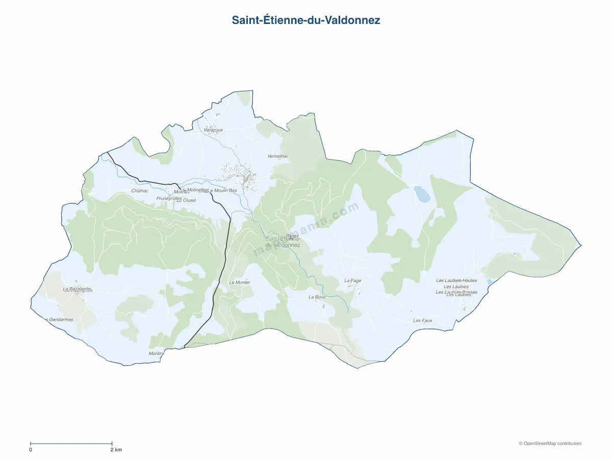 Carte de Saint-Étienne-du-Valdonnez à personnaliser