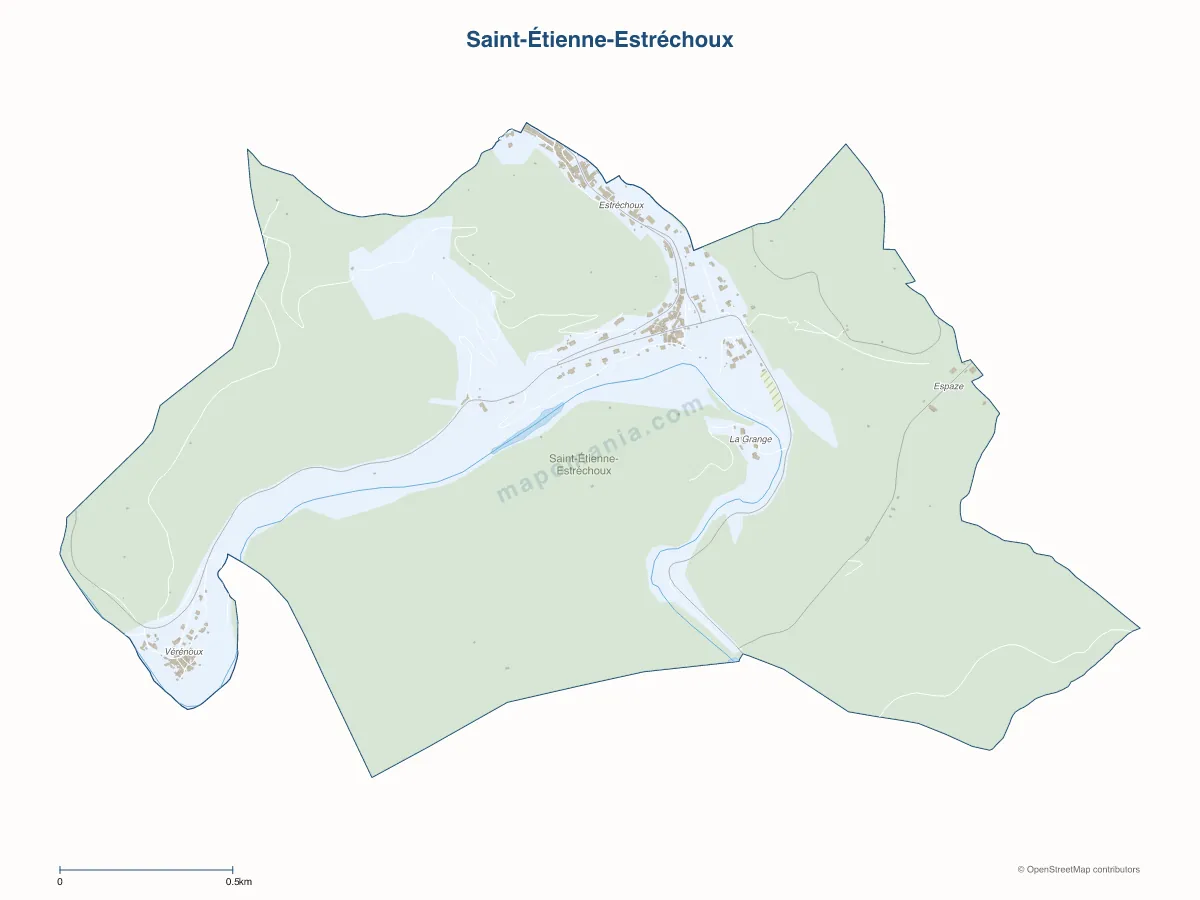 Carte de Saint-Étienne-Estréchoux à personnaliser