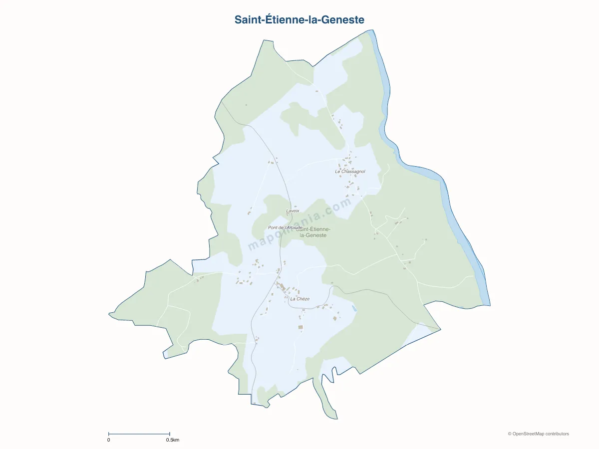 Carte de Saint-Étienne-la-Geneste à personnaliser